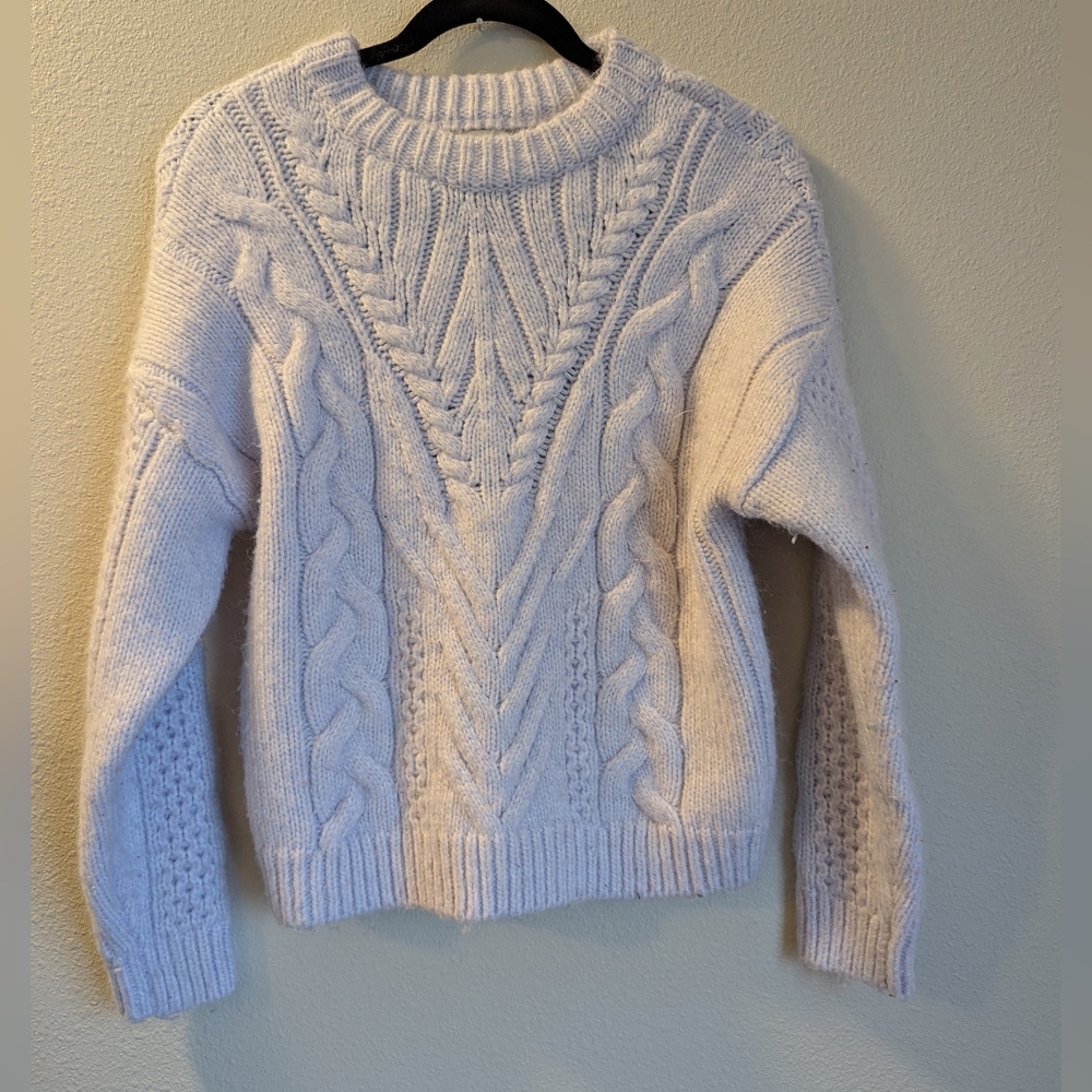 A New Day Ivory Cable Knit Sweater Size XS